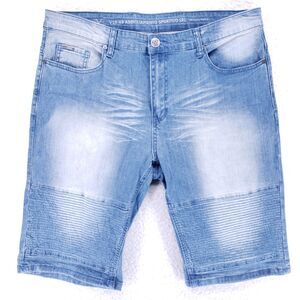 V 1969 Jean Shorts Denim Cotton Men SZ 38 Blue Straight Stretch VTG Mid Rise Y2K